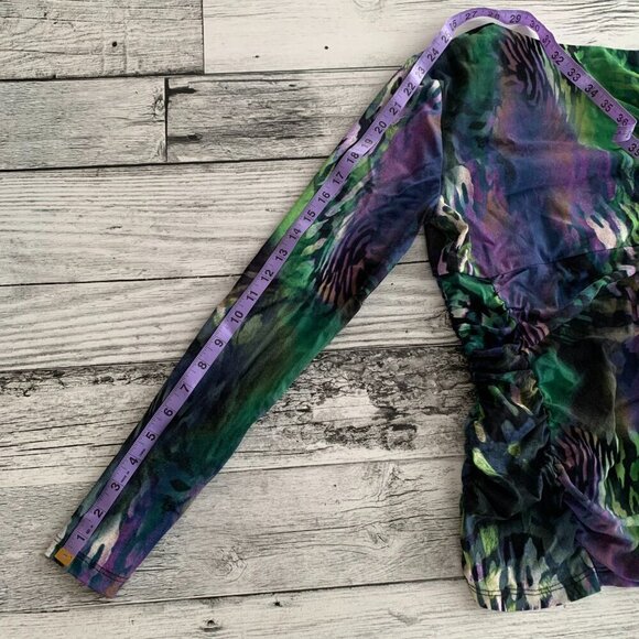 Vintage Y2K Sheer Animal Print Babydoll Empire Waist Long Sleeve Blouse - Picture 12 of 13